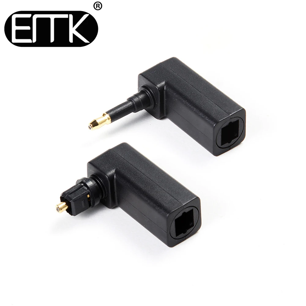 

EMK 90 Degree Toslink Adapter SPDIF Optical Fiber Connector 3.5mm mini toslink Optical Audio Cable Adapter Male to Female 360
