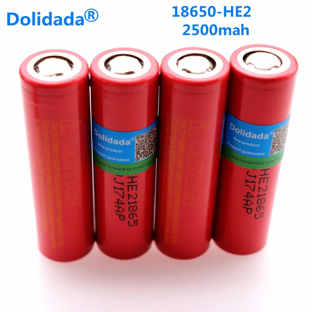 10 шт Dolidada 18650 HE2 3,6 V 18650 Батарея 2500 mAh 20A 35A высокого стока HE2 18650 he2 Батарея электроинструмент