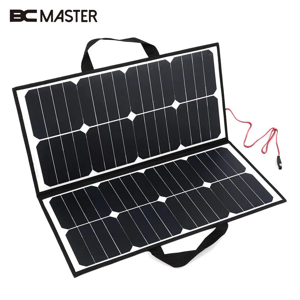 

BCMaster Portable 50W 18V Solar Panel Camping Waterproof Folding Solar Power Panel Charger For Battery Covenience