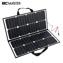 BCMaster Portable 50W 18V Solar Panel Camping Waterproof Folding Solar Power Panel Charger For Battery Covenience