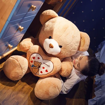 

Teddy Bear Plush Toy Stuffed Bear Doll Holding LOVE Heart Soft Gift Plush Bear Sofa Pillow Back Cushion Kid Girl Birthday Gift