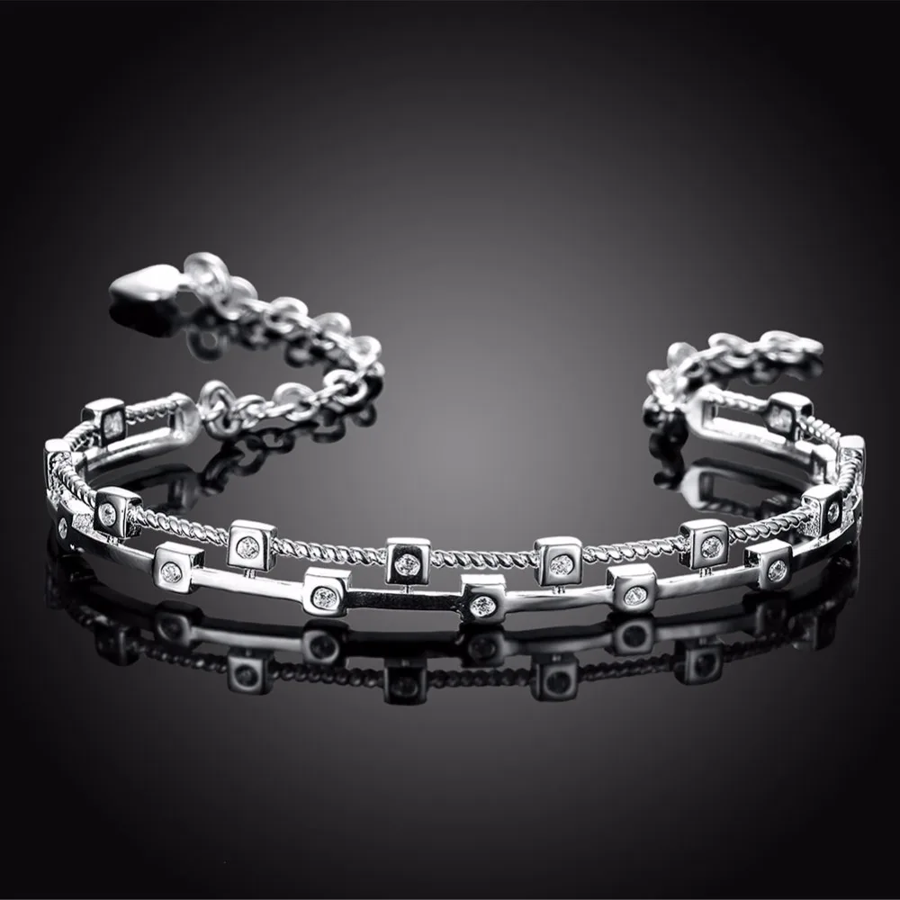 Kinitial Double Two Line Bracelets &amp Bangles with Austrian Zircon Luxury Twisted Bracelet Bangle Gift For Girls Lovely Bijoux | Украшения