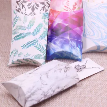 

12pcs8x5x2cm Pillow Box With 5x4cm Inner cards Newest Design Popular Custom Print Logo Paperboard Kraft Jewelry Display Packing