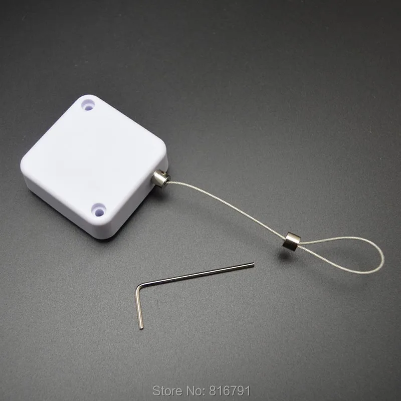

100X Pull Box Recoiler Display Anti-theft Recoiling Tether w Loop/ Stop End/S hole for watch phone mobile jewelry Hole anti-lost