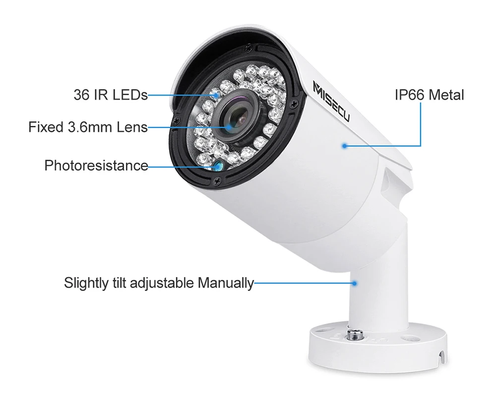 MISECU 4.0MP H.265/H.264 48 V POE IP Камера аудио запись металлических пулеобразных