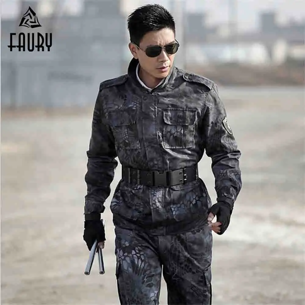 

Tactical Army Military Uniform Camouflage Combat Costume Suits Sets Military Plus Size 4XL Jacket +Pants Working CS Clothing