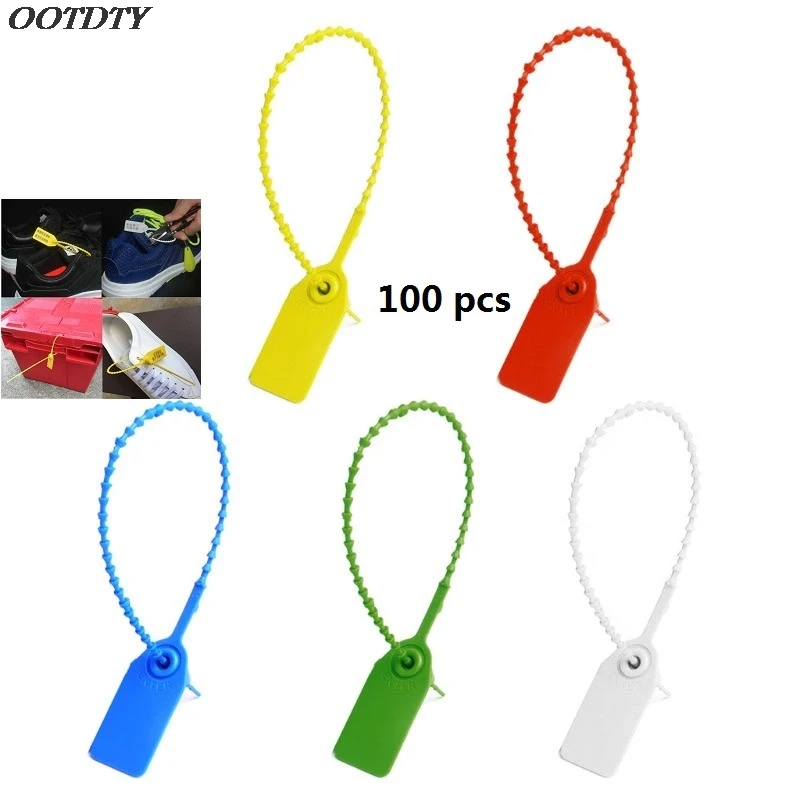 

100Pcs Disposable Plastic Pull-Tite Security Seals Signage Numbered Self Locks