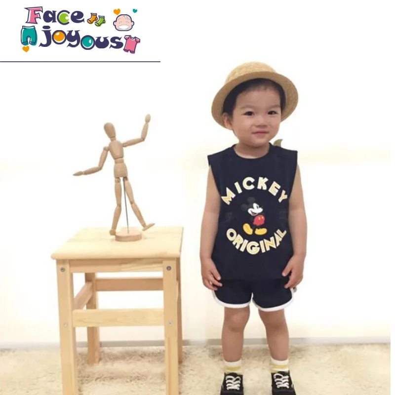 

New Arrive 2018 Cotton Baby Boy Summer Clothing Set Kids Girl Clothes Set Vest + Shorts Children Clothes Kids Sport Suit