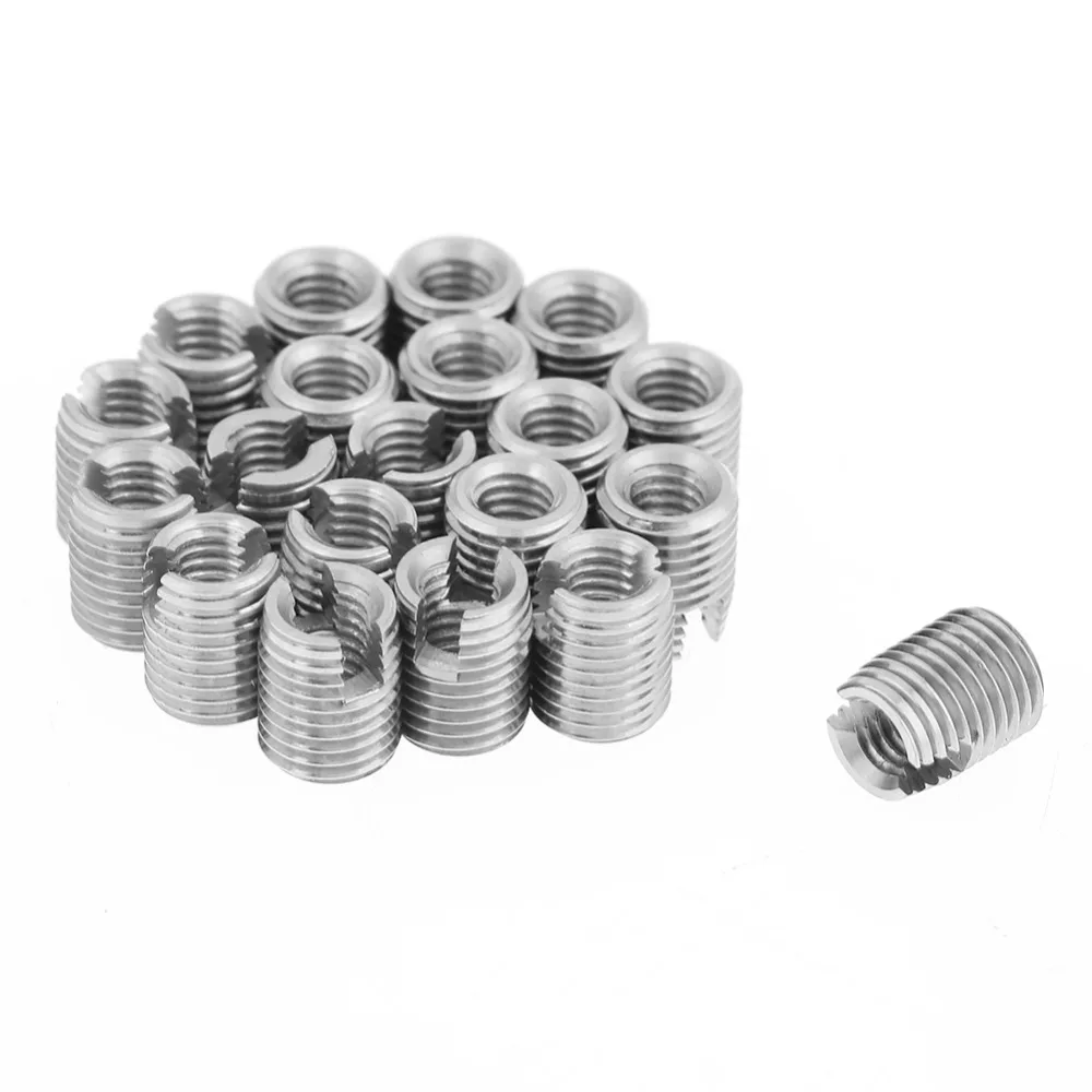 

20pcs Metal Self Tapping Slotted Screw Thread Insert Helical Repair M4 x 8mm Set