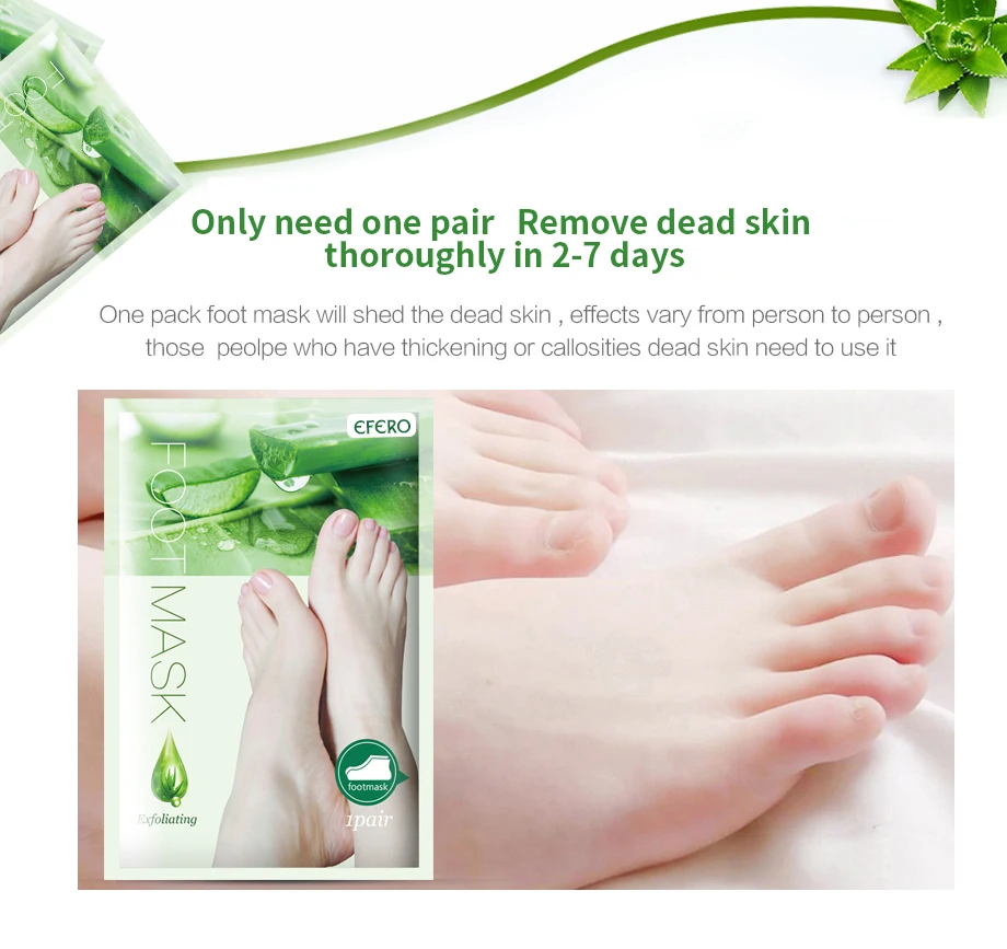 EFERO 7Pair Exfoliating Foot Mask Pedicure Socks Remove Dead Dry Skin Heels Foot Peeling Mask Exfoliation for Feet Mask for Legs