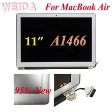 WEIDA 95% New LCD 11″ For MacBook Air A1466 Display Touch Screen Full Complete Assembly Replacement A1466+AB Case Silver