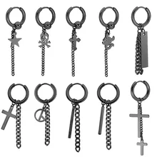 Мода из нержавеющей стали серьги стержня круглый бисер Звезда Крест Скорпион кисточкой кулон для Для женщин хип-хоп уха ювелирные подарки 2 штук