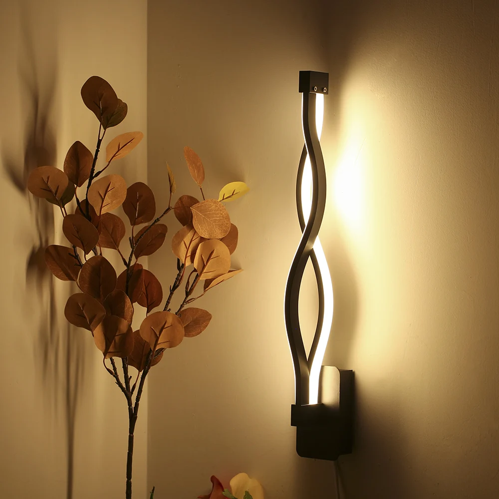 

16W Modern Minimalist Wall Lamps Living Room Bedroom Bedside AC85-265V LED Sconce black white Lamp Aisle Lighting decoration