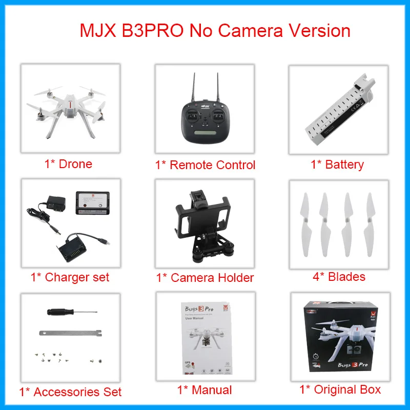 MJX Bugs 3 Pro B3PRO RC FPV Дрон gps с hd-камерой режим следования за мной бесщеточный двигатель вертолет Квадрокоптер gps VS Bugs B3 B5W - Цвет: No camera version