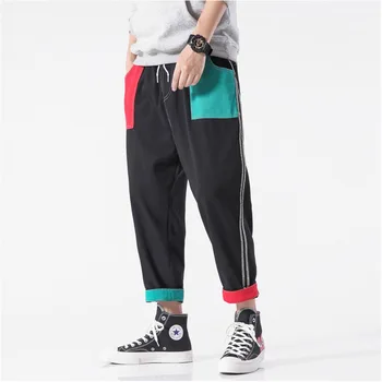 

Autumn New Tooling Pants Men Fashion Hit Color Straight Casual Trousers Man Streetwear Wild Hip Hop Loose Joggers Sweatpants