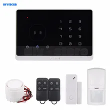 DIYSECUR качественная Радиочастотная Идентификация GSM сигнализация с сенсорным экраном и SMS приложение управление лучшая умная домашняя сигнализация
