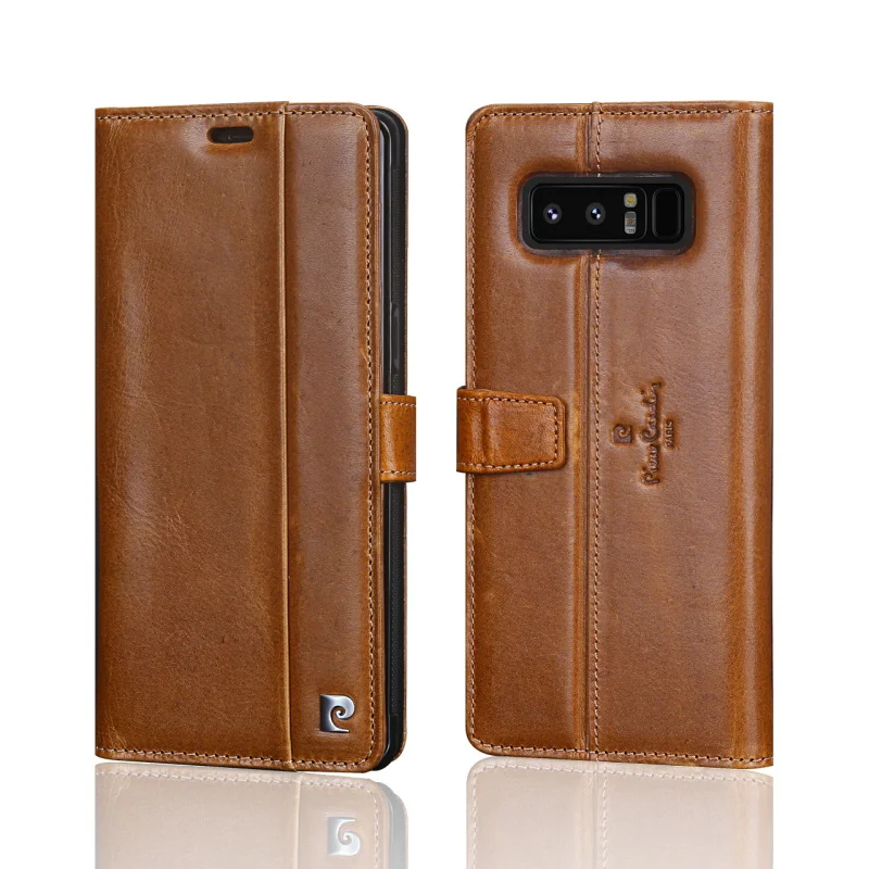 Чехол книжка из натуральной кожи Pierre Cardin с магнитной застежкой для Samsung Galaxy Note 8