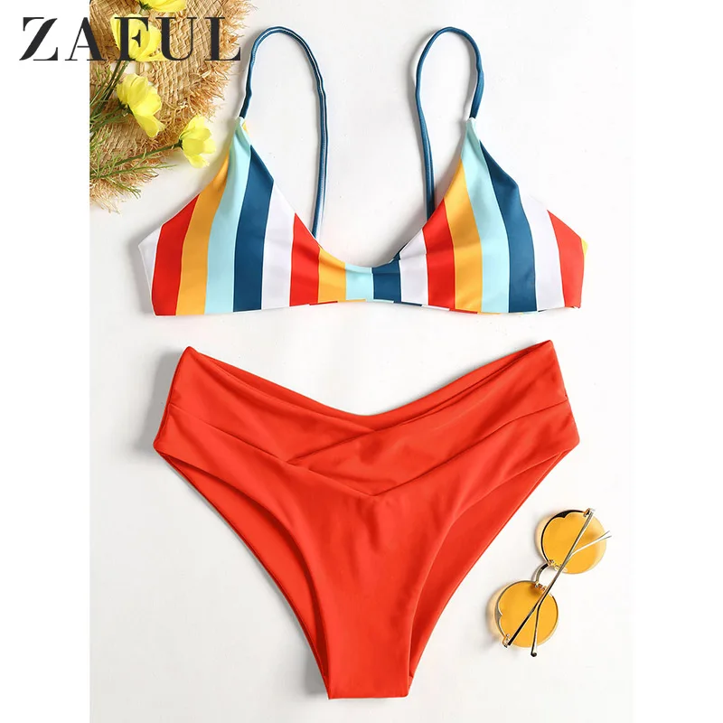 ZAFUL Bikini 2019 Strapless Striped Swimsuit High Cut Bikini Set Sexy Thong Bikini Swimwear New Padded Brazilian Bathing Suit|Bikini Set| - AliExpress