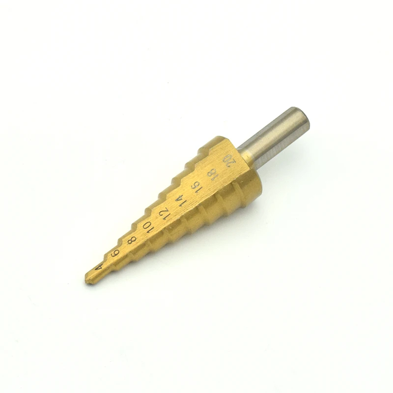 4 20mm Titanium Hss Step Cone Drill Bits Hole Cutter Bit Set Edges Step Drill Bit