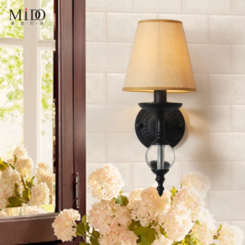 

American country Nordic wall lamp NEW iron linen modern fashion wall room restaurant study aisle wall FG924