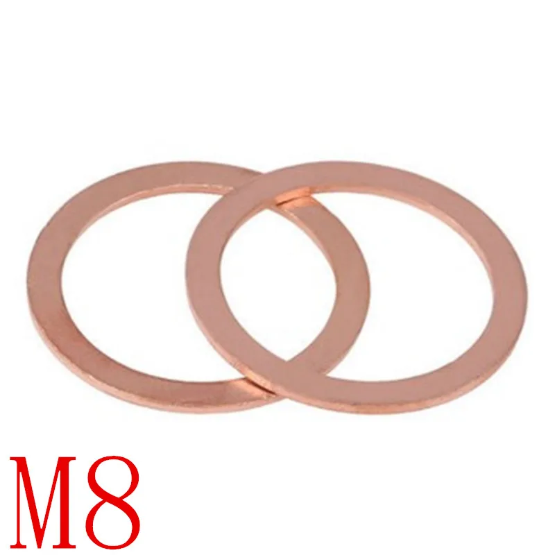 100PCS m8 Copper washer m8 copper Sealing Washer For Boat Crush Washer Flat Seal Ring washerin