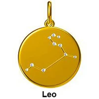 12 подвеска созвездия, ожерелье s Real 18 K 750, желтое золото, натуральный бриллиант, Знак зодиака, цепочка, ожерелье, ювелирные изделия для женщин, девушек - Цвет камня: Leo