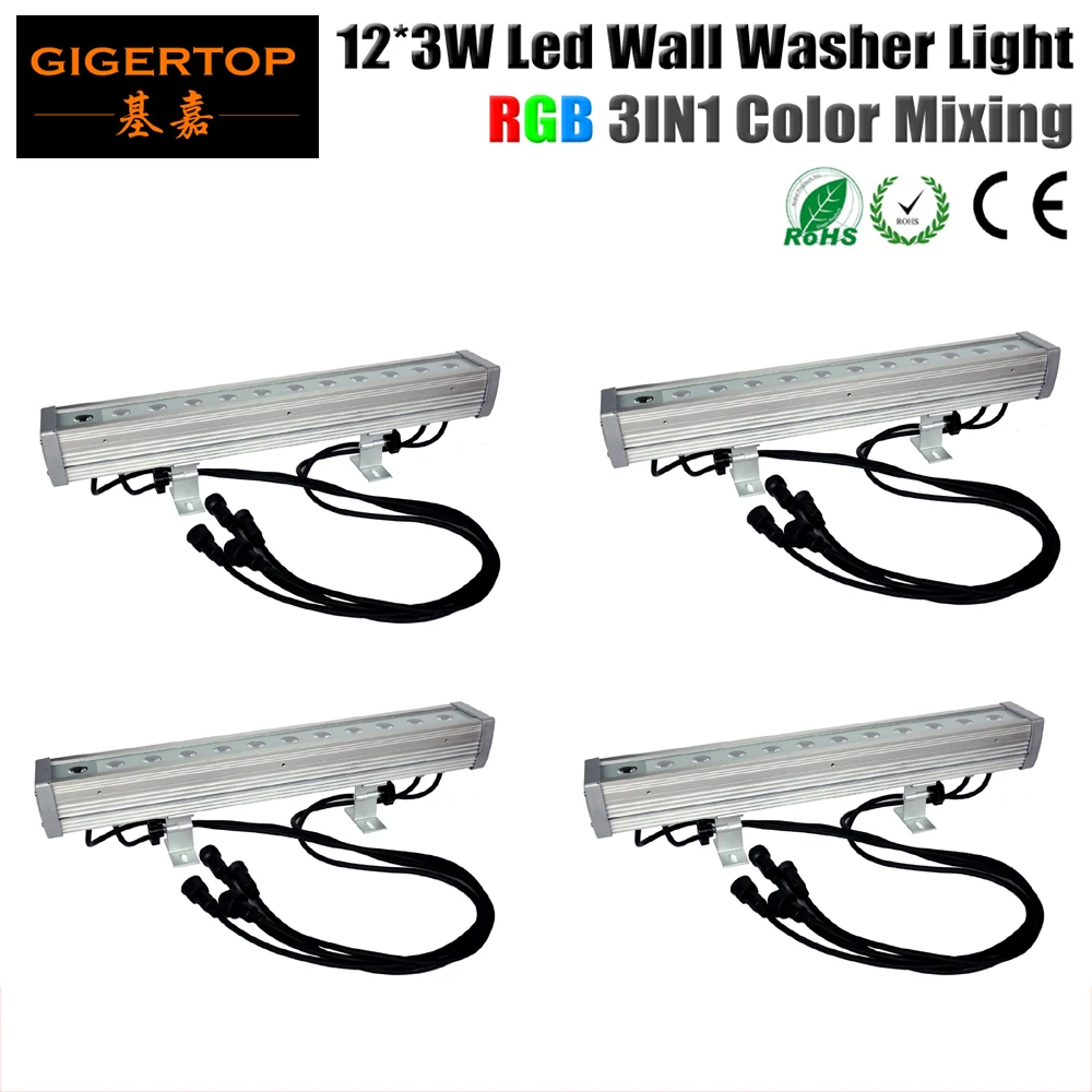 

TIPTOP 4pcs/lot 12x3W 3IN1 Led Wall Washer Light Outdoor IP65 Led Flood Stage Light RGB DMX 512 3/7CH 90V-240V Led Washer Light