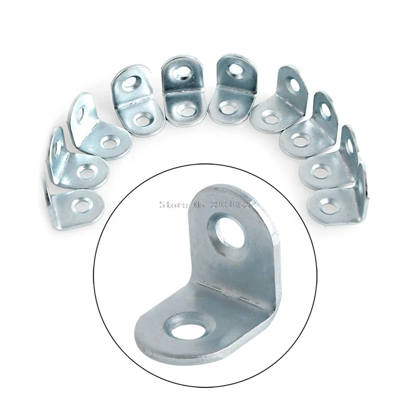 

New 10 Pcs 2cm*2cm Zinc Plated Corner Joint Right Angle Bracket L Shape 2 Holes -B119
