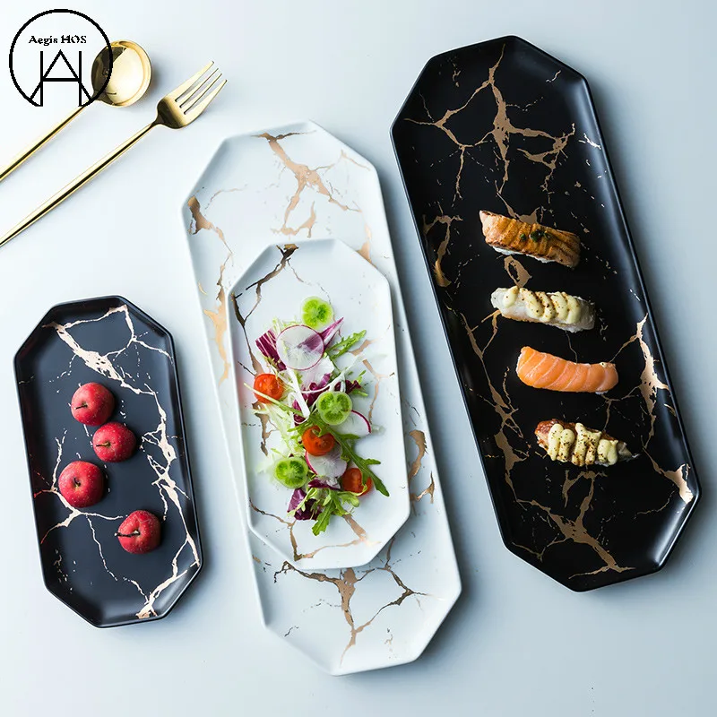 

Irregular gold marble plate Lunch Box Dishes Bowl Bento Food Container Spoon Container Dinner Plates Plates Food Tray