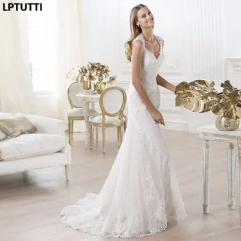 

LPTUTTI New White Lace Sexy Vintage Plus Size Princess Bridal Marriage Gown Boho Bride Simple Party Long Luxury Wedding Dresses