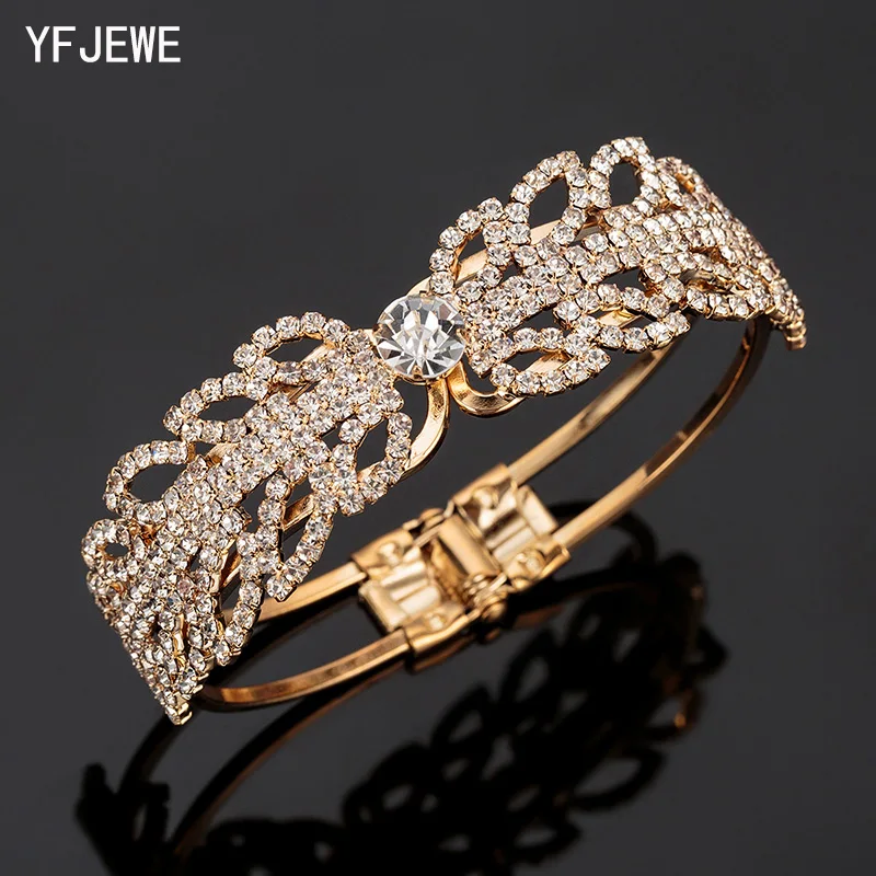 

YFJEWE New Crystal Retro Texture Punk Bracelet Women's Jewelry Premium Bracelet Bride Love Jewelry Bracelet Wedding Gift B166