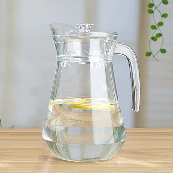 

1.3L/1.1L Creative Water Pot Transparent Heat Resistant Glass Large Capacity Handle Pot / Home Drinkware Juice Milk Lemon Kettle