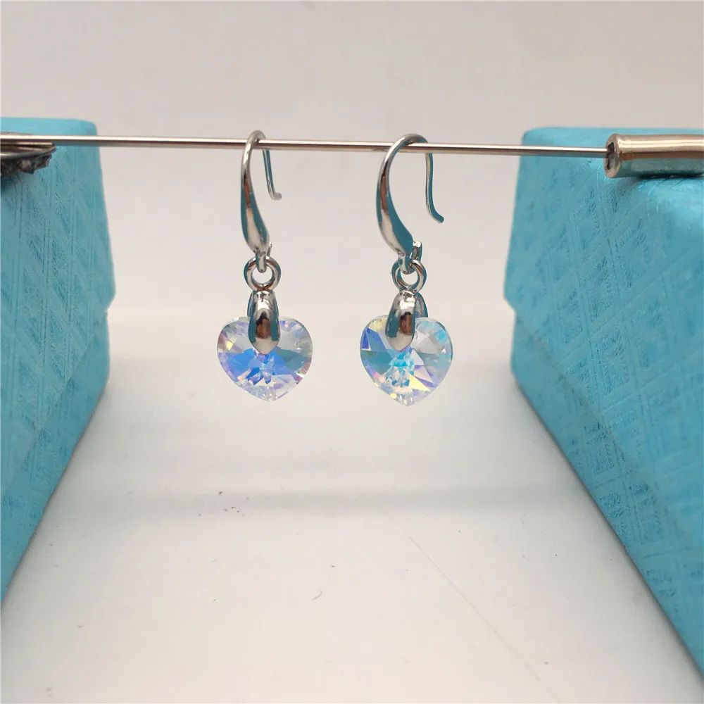 Swarovski crystal heart earrings-AB
