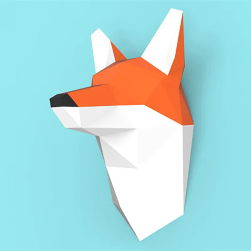 

3D Paper Model Fox Head Papercraft Home Decor Wall Decoration Puzzles Educational DIY Kids Toys Birthday Gift 885