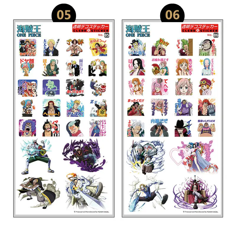 set of stickers Anime One Piece Plastic Stickers Laptop Mobile Phone Book Transparent Sticker Toy for children