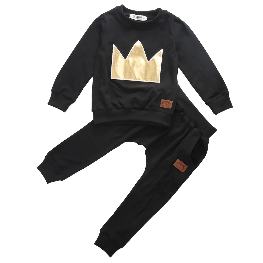 Toddler Infant Newborn Baby Boy Girls Unisex Crown Tops T shirt Leggings 2PCS Outfits Set Tracksuit Clothes unisex newborn baby boy