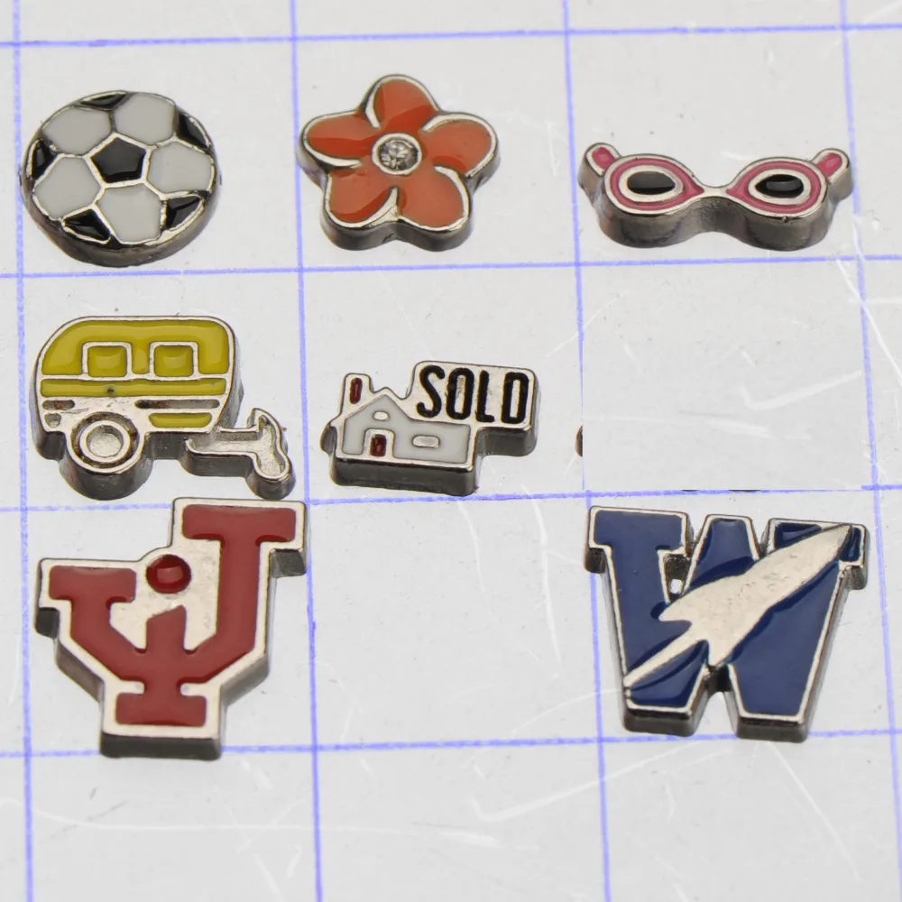 

Floating Charms Mixed Design Small Football Flower DIY Glass Box Epoxy Alloy Wholesales Jewelry Components & Findings 10mm 8pcs