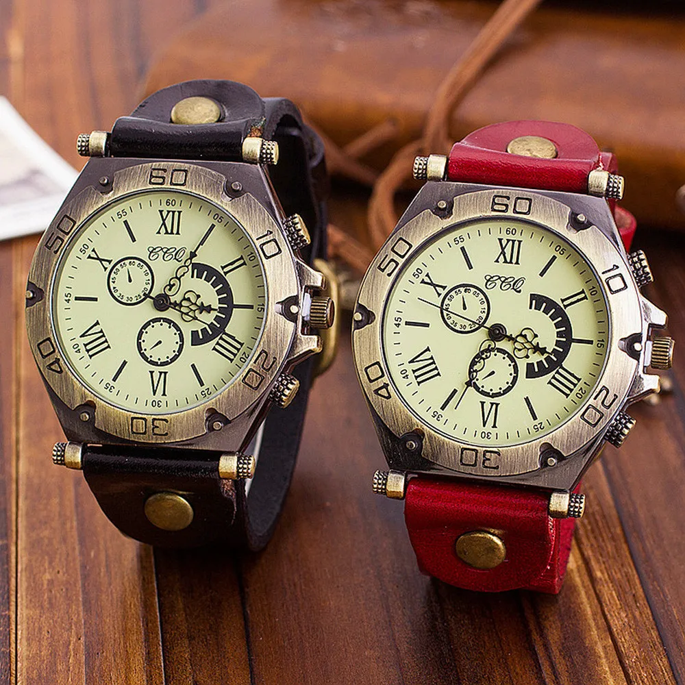 CCQ Брендовые женские часы кожаные старинные часы мужские женские наручные часы Ретро Кварцевые relogio Cllock reloj mujer relogio feminino* A