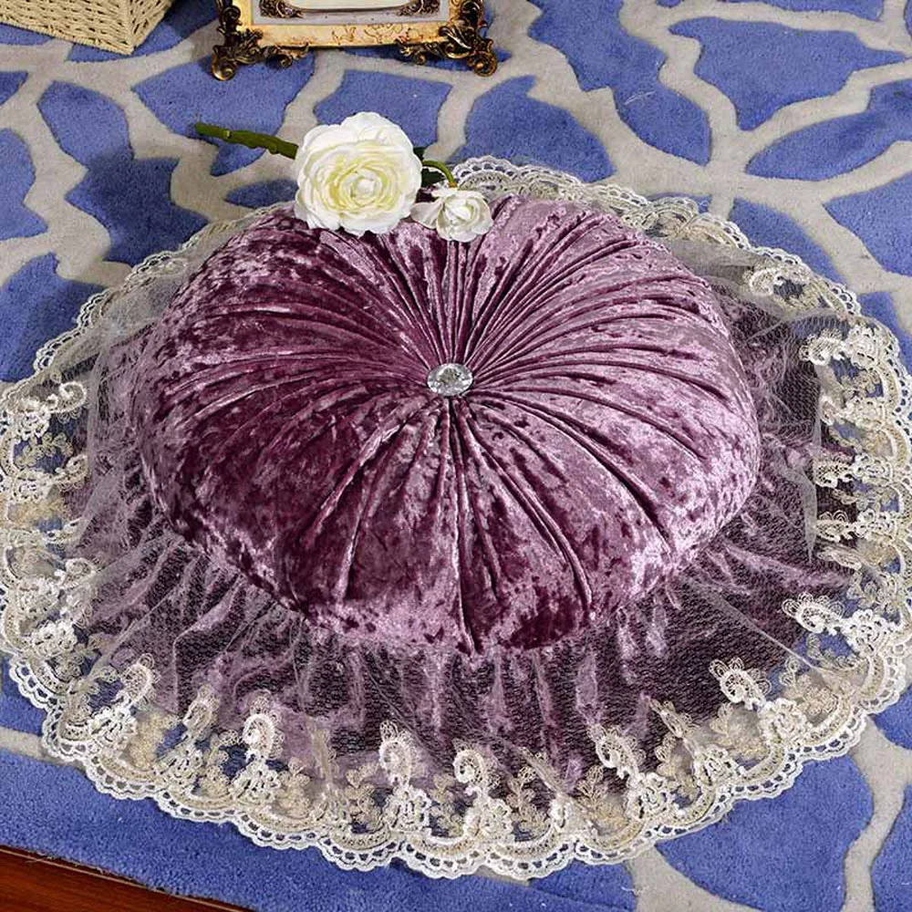 

European Luxury Home Decorative Throw Pillow Comfort Back Cushion Lace Round Wheel Pumpkin Seat Cushion