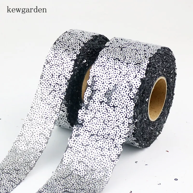 Kewgarden 1-1/" 2" Блестки Вуаль ткань атласная лента 30 мм 50 мм вручную изготовленная лента DIY бант аксессуары 10 м/лот