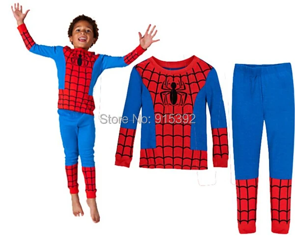 

Boys cartoon pajamas sets shirts+pants Boys Girls baby sleepwear-fashion spiderman cosplay costume kids pajama sets