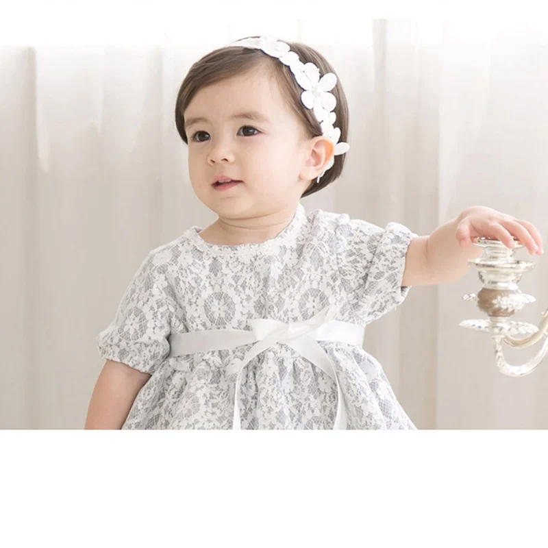 2White Petals Baby Girl Headband Toddler Babies Hair Band Elastic Accessories Sweet Princess Headwear for Dress Up Head Wrap