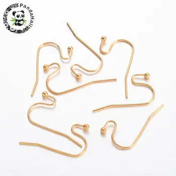 

100pcs Brass Earring Hooks for DIY Jewelry Findings Golden Silver Platinum Red Copper 12x22mm; Pin: 0.7mm