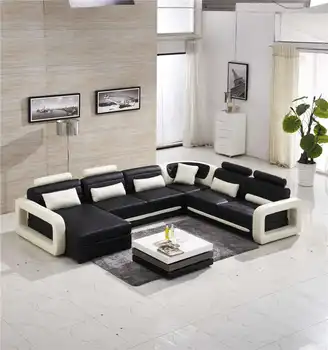 

Top genuine leather U shape sofa 0414-8807