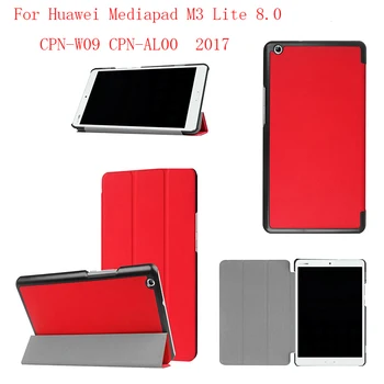 

Leather Case Cover stand smart folio magnet case for Huawei MediaPad M3 Lite 8.0 CPN-W09/AL00 2017 tablet case cover 10pcs/lot