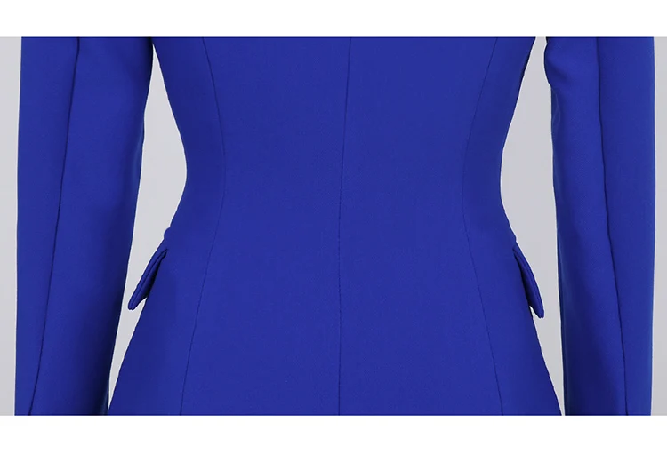 Модные синие женские брючные костюмы однобортный пиджак блейзер и брюки-карандаш Одежда для деловых женщин комплект из 2 предметов осень 2019