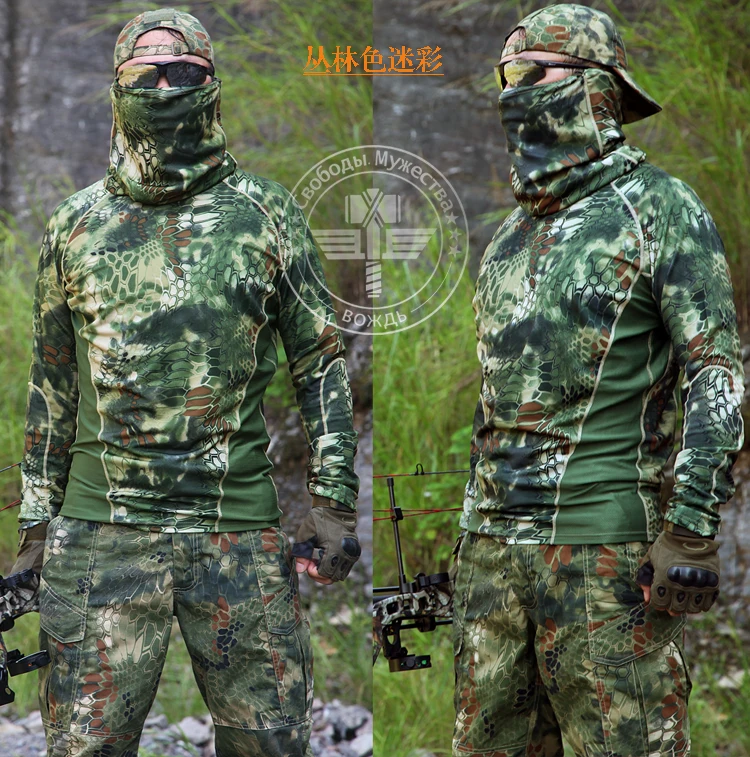 Тактический вырез лодочкой с длинным рукавом сетка TRU футболка Kryptek Camo