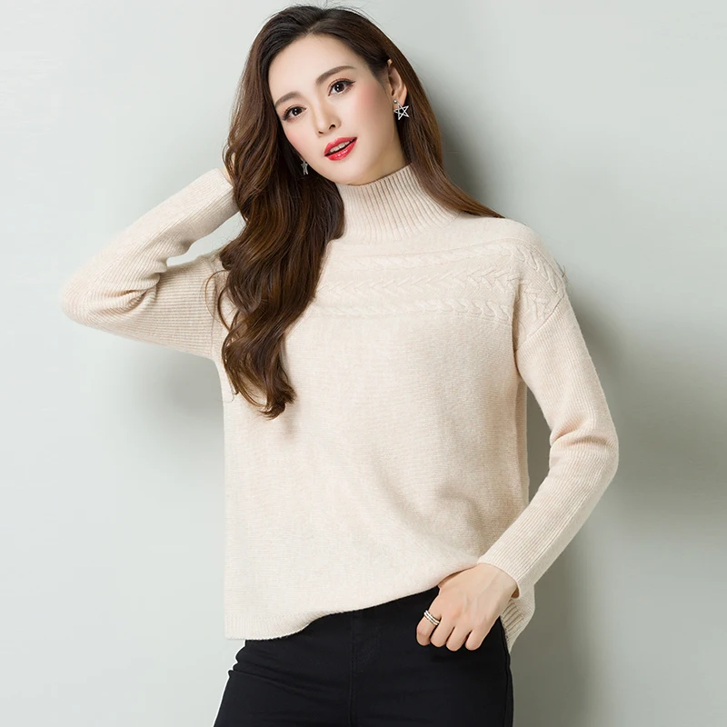 ^*Best Offers 3XL 100%Wool Brand Women's Thicken Sweater 2019 Autumn Winter Solid Color Turtleneck Sweater Fashion Wild Bottoming Pullover