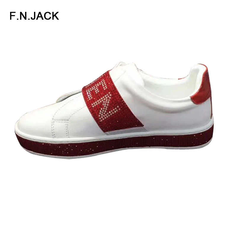 

F.N.JACK 2019 Fashion woman Sneakers Comfortable lady Shoes designer sneakers for women Lace-up Genuine Leather Flat for Female