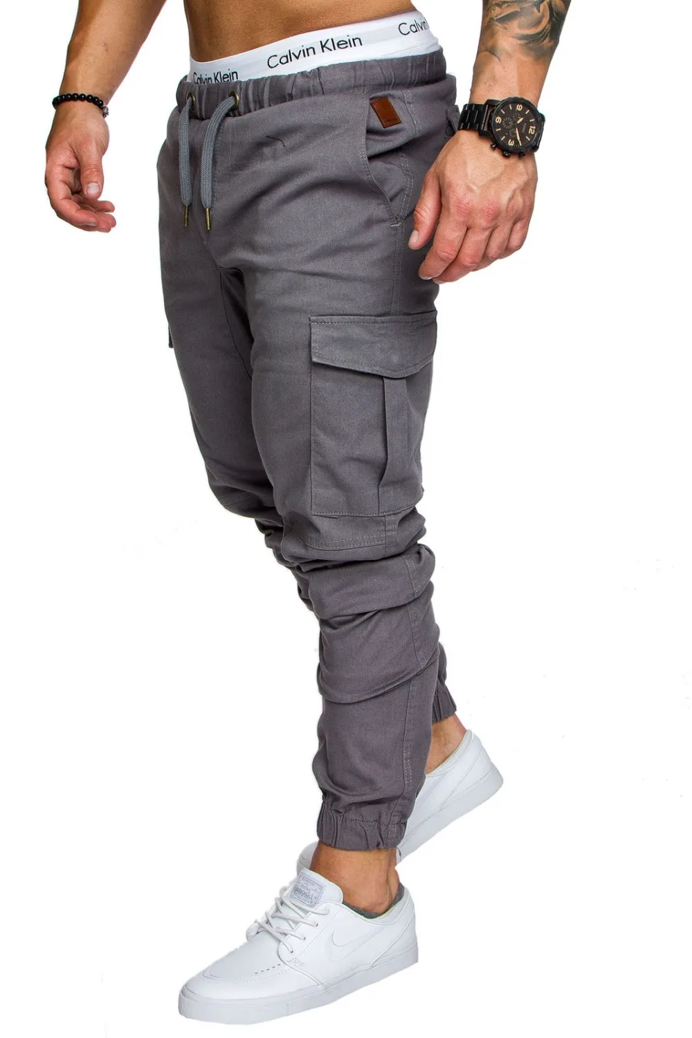 Брендовые мужские штаны в стиле хип-хоп, шаровары для бега, мужские брюки, мужские штаны для бега, одноцветные штаны с несколькими карманами, штаны с эластичной резинкой на талии